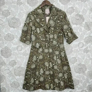 NEW Anthropologie Young Essence Paisley Embroidered  Long Blazer Tab Sleeve M